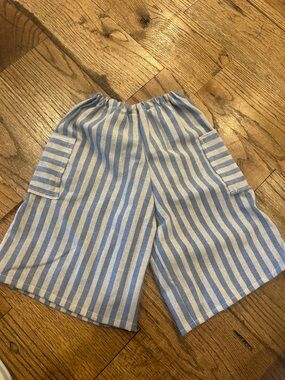 Blue and White Striped pocket wide leg pants 2t